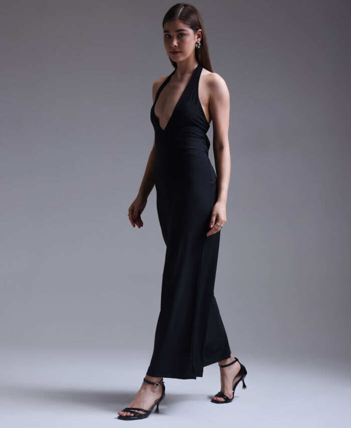 Noir Deep-Plunge Jumpsuit