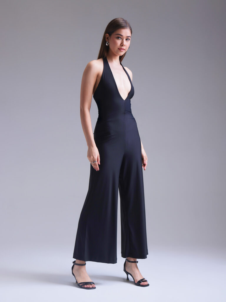 Noir Deep-Plunge Jumpsuit