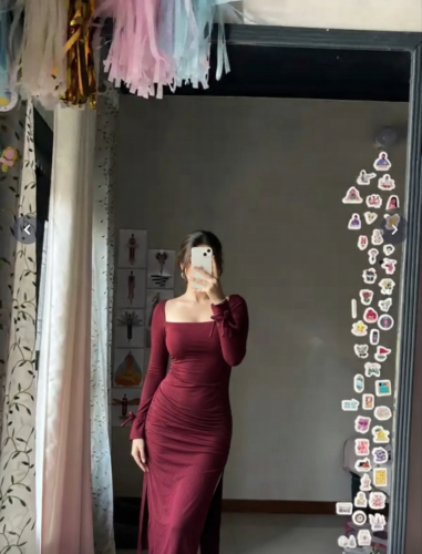 Bordeaux Sculpted Midi Dress photo review