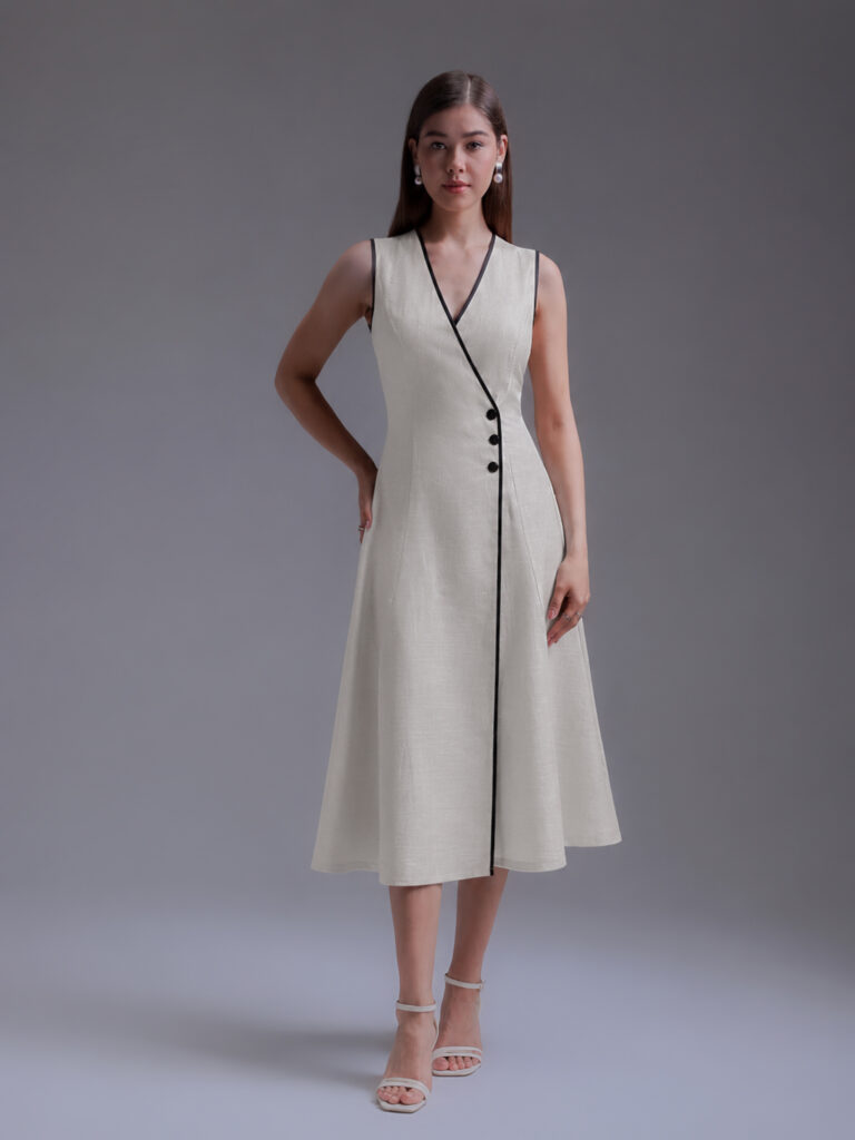 Ivory A-Line Linen Dress