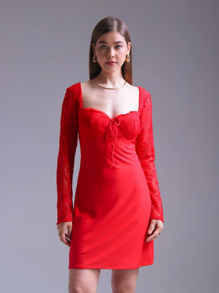 Crimson Lace Mini Dress